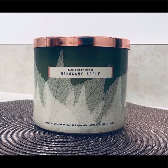 NWT BBW Mahogany Apple 3-Wick Candle